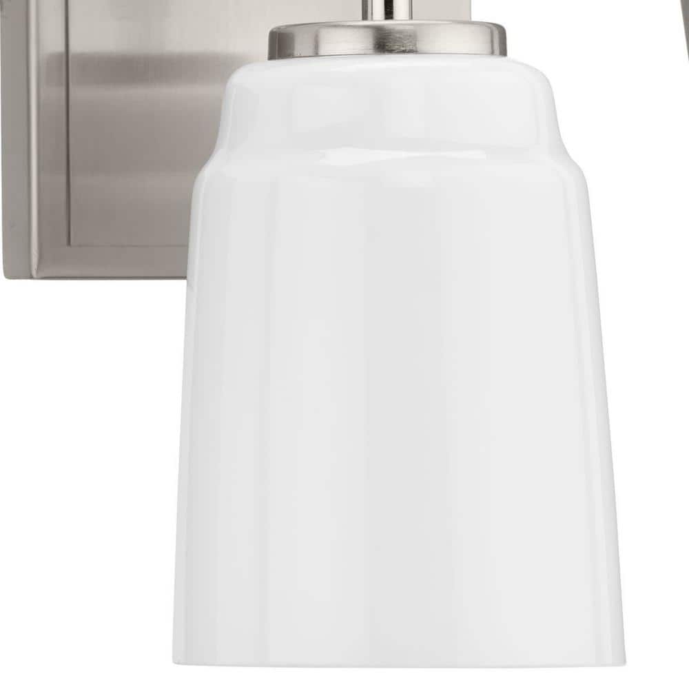 Spenser Brushed Nickel 1-Light Vanity with Opal Glass Shade