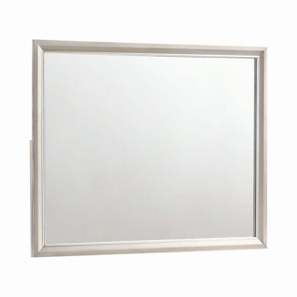 Benjara 45.5 in. W x 35.5 in. H Metallic Silver Classic Wood Rectangular Framed Mirror with Beveled Edge and Landscape