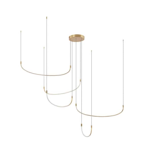 KUZCO Talis 70 in. 1 Light 80-Watt Brushed Gold Integrated LED Pendant Light