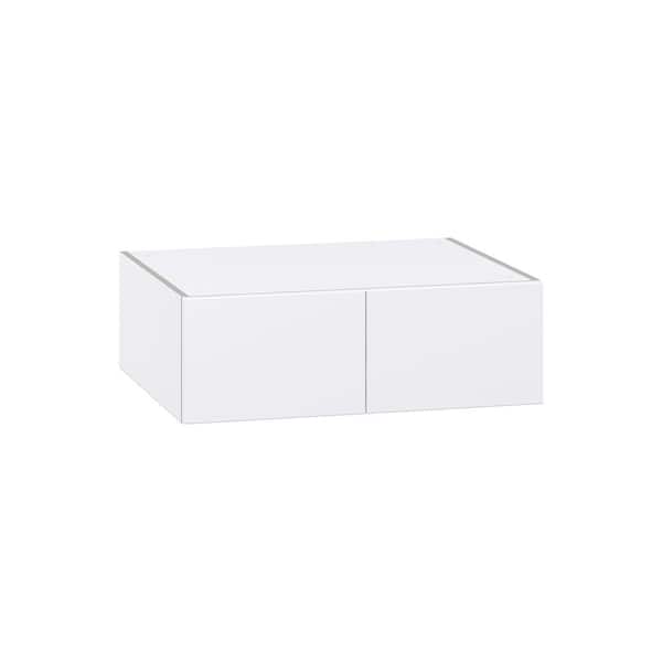 J COLLECTION Timberline 30 in. W x 24 in. D x 10 in. H Assembled Slab Wall Bridge Kitchen Cabinet in Bright White