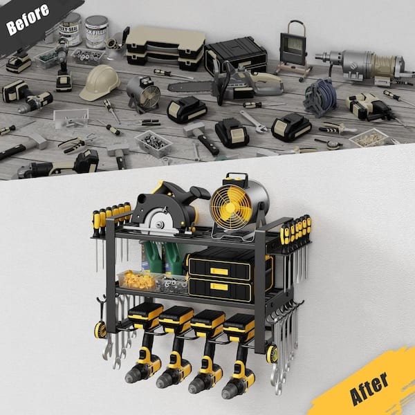 3 Tier Power Tool Organizer Wall Mount 150 lb Heavy Duty Garage