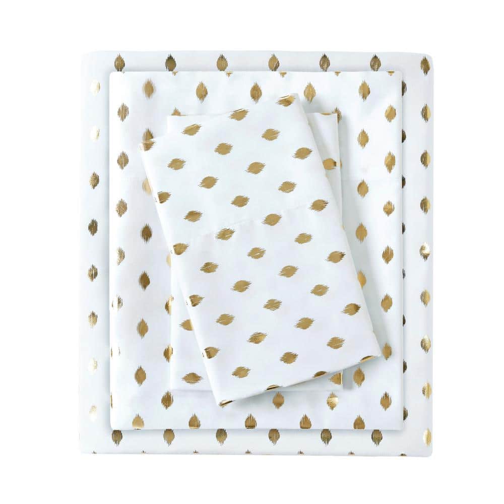 Metallic Dot 3-Piece White/Gold Microfiber Twin XL Printed Sheet Set price history on PriceWatchPro