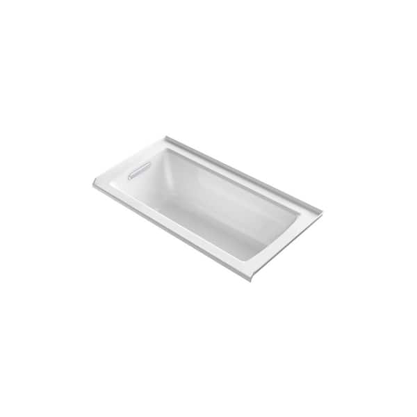 KOHLER Archer 60 in. x 30 in. Soaking Bathtub with Left-Hand Drain in White, Integral Flange
