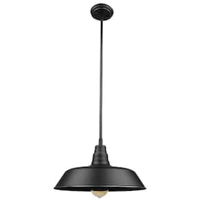 Kerwin 1-Light Black Hanging Barn Light Pendant Light with Metal Shade