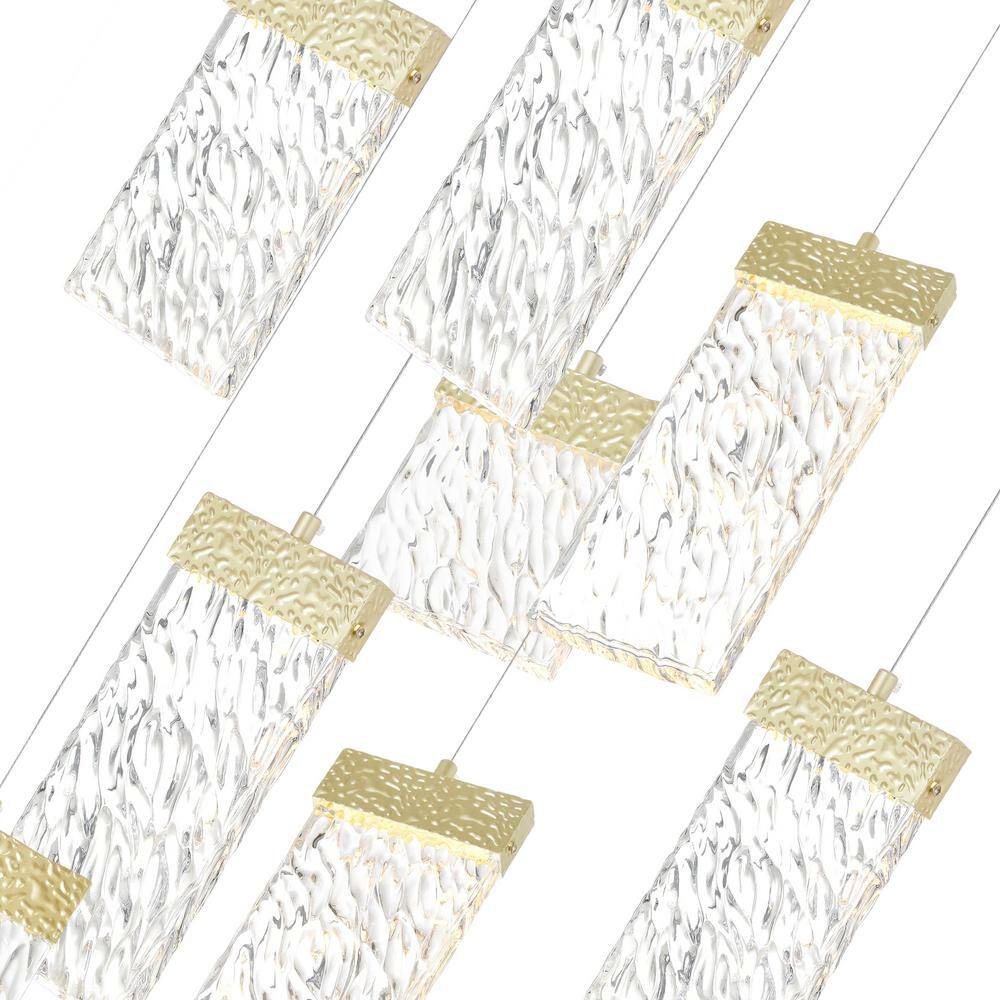Carolina Gold Leaf 16" Crystal LED Chandelier with Clear Glass Panels