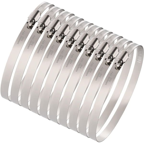 10-Pack 6 Inch Stainless Steel Hose Clamps Adjustable Worm Gear Duct Clamp for Large Hoses