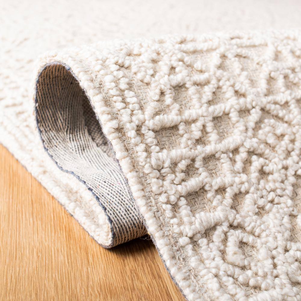 Handmade Tufted Beige Wool Square Area Rug
