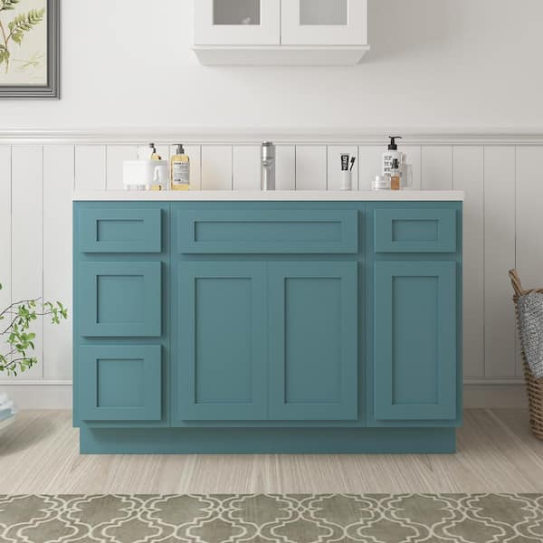 Vanity Art 48 in. W x 21 in. D x 32.5 in. H Bath Vanity Cabinet without Top in Sea Green