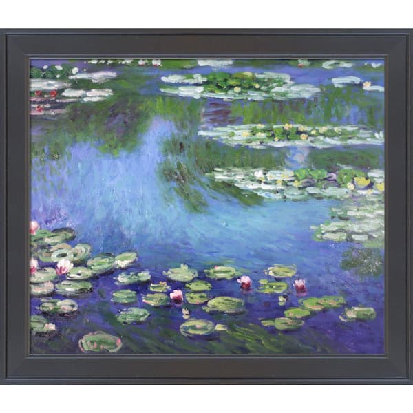 LA PASTICHE Water Lilies (Drifting) by Claude Monet Gallery Black Framed Nature Oil Painting Art Print 24 in. x 28 in.