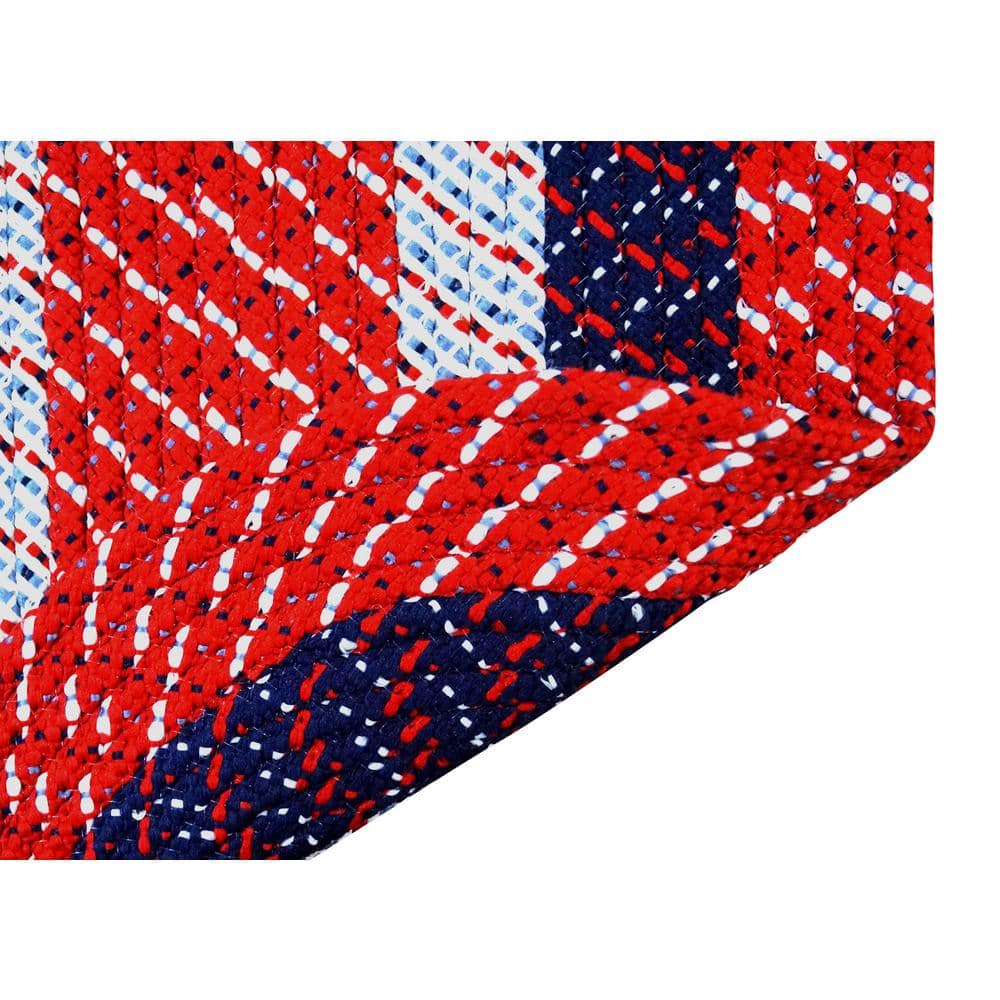 Americana Stripe Braided Reversible Polypropylene L-Shape Rug