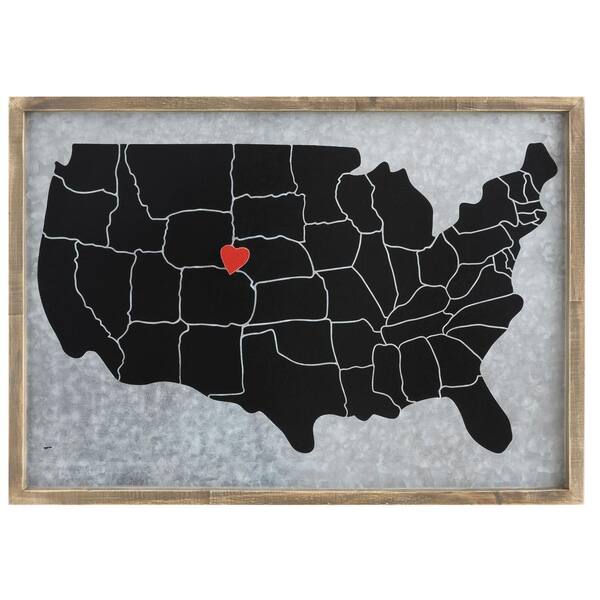 3R Studios 23-1/8 in. L Pine and Steel Memo Board w Heart Magnet