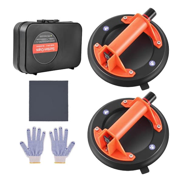 8 in. Vacuum Suction Cup Glass Lifter, 400 lbs. Capacity ABS Handle, Tile/Granite/Window Tool, 2-Pack with Carrying Case