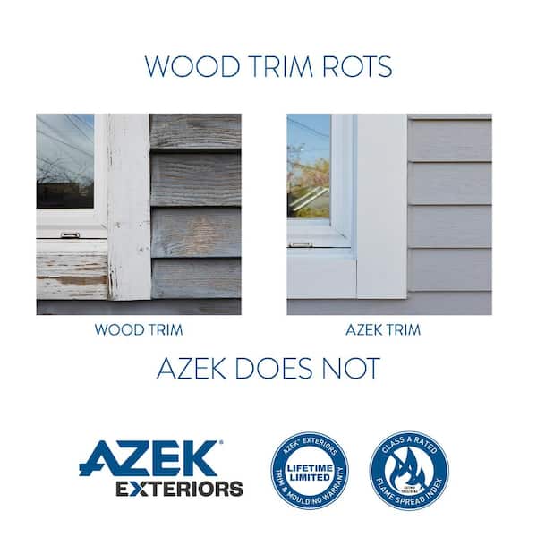 AZEK 0.75 in. x 11.25 in. x 8 ft. White PVC Composite Traditional