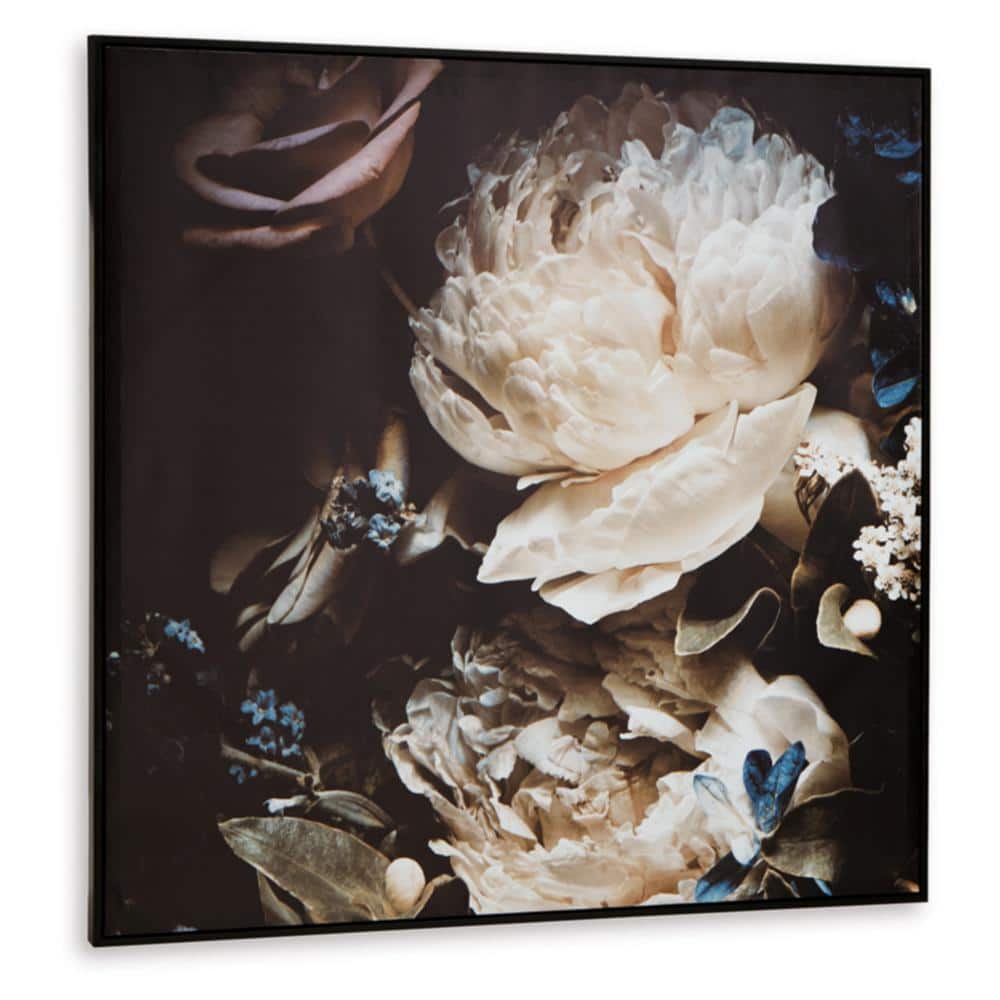 Hurshaw Beige and Dark Brown Floral Canvas Wall Art 40 x 40 Inches