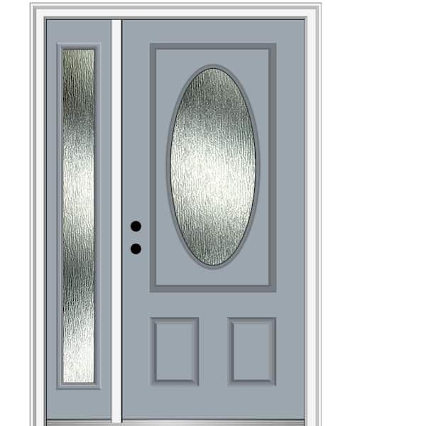 MMI Door 50 in. x 80 in. Right-Hand/Inswing Rain Glass Storm Cloud Fiberglass Prehung Front Door on 6-9/16 in. Frame