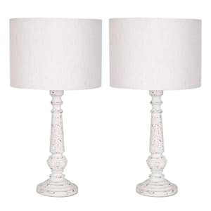 24.5 in. Beige Bedside Table Lamp Sets with Shade and No Buld Included (set of 2)