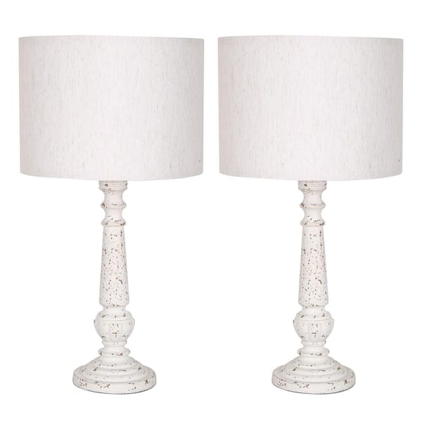 Pia Ricco 24.5 in. Beige Bedside Table Lamp Sets with Shade and No Buld Included (set of 2)