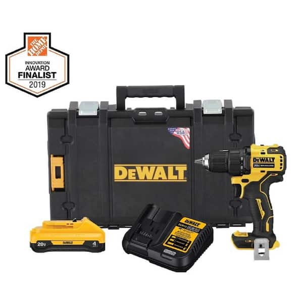 DEWALT ATOMIC 20V MAX Cordless Brushless 1/2 in. Drill/Driver Kit, (1) 4.0Ah Battery, Charger, and Tough System 22 in. Toolbox
