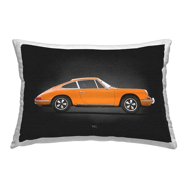 Orange Antique Coupe Black Rectangular Outdoor Throw Pillow