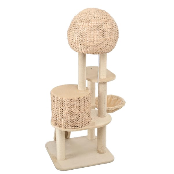 cenadinz Cat Tree 59 in. Cat Tower Cats Plush Multi-Level