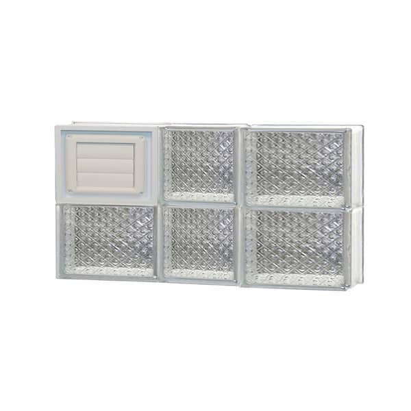 Clearly Secure 21.25 in. x 11.5 in. x 3.125 in. Frameless Diamond Pattern Glass Block Window with Dryer Vent
