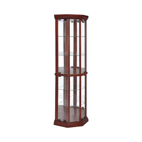 Coaster Medium Brown Corner Curio Cabinet with Adjustable Glass Shelves