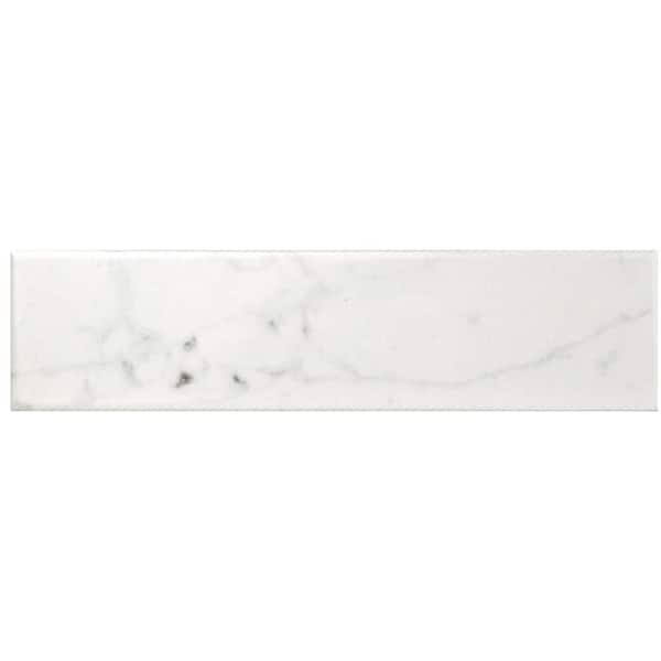 Merola Tile Classico Carrara Glossy 3 in. x 12 in. Ceramic Wall Take Home Tile Sample