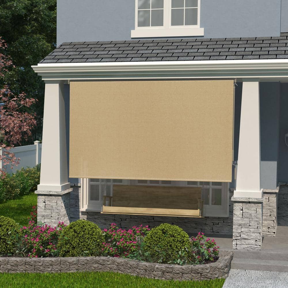 Coolaroo Beige Cordless Outdoor Roller Shade with UV Block