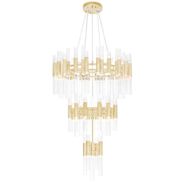 Orgue 123 Light Chandelier With Satin Gold Finish