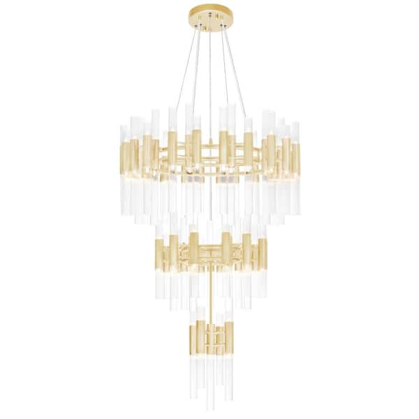 CWI Lighting Orgue 123 Light Chandelier With Satin Gold Finish