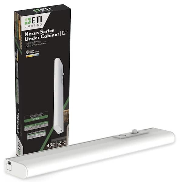 ETI LIGHTING NEXUS 12 in. Plug-in White Integrated LED Linkable Under Cabinet Light 500 Lumens Five Selectable CCT Dimmable