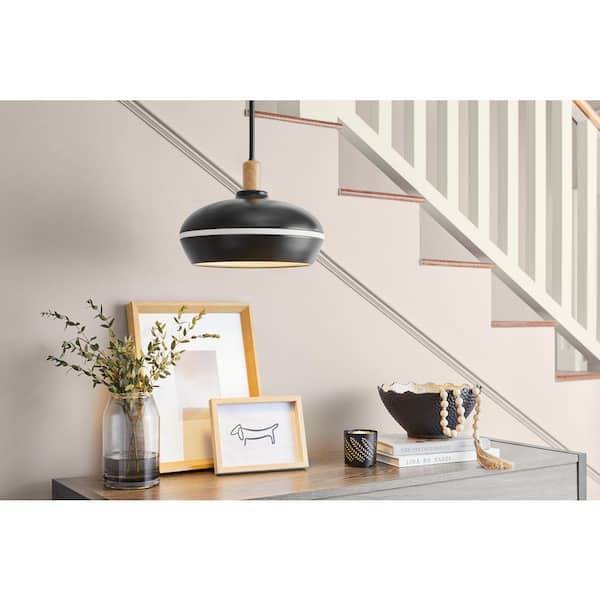 Ryker 1-Light Matte Black Barn Integrated LED Pendant Light with Night Light