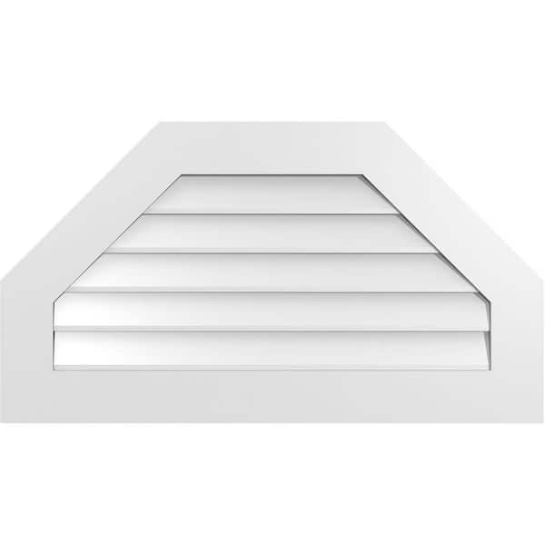 Ekena Millwork 36 in. x 20 in. Octagonal Top Surface Mount PVC Gable Vent: Decorative with Standard Frame