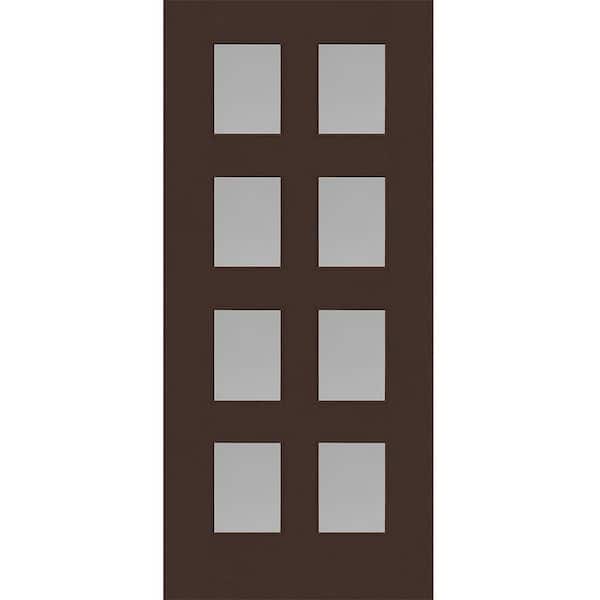 Steves & Sons Regency 36 in. x 80 in. Universal Handing 8L Modern Clear Glass Chestnut Stain Fiberglass Front Door Slab