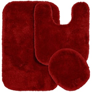 Finest Luxury Chili Pepper Red 21 in. x 34 in. Washable Bathroom 3-Piece Rug Set