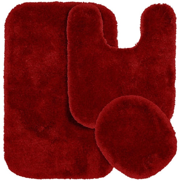 Garland Rug Finest Luxury Chili Pepper Red 21 in. x 34 in. Washable Bathroom 3-Piece Rug Set