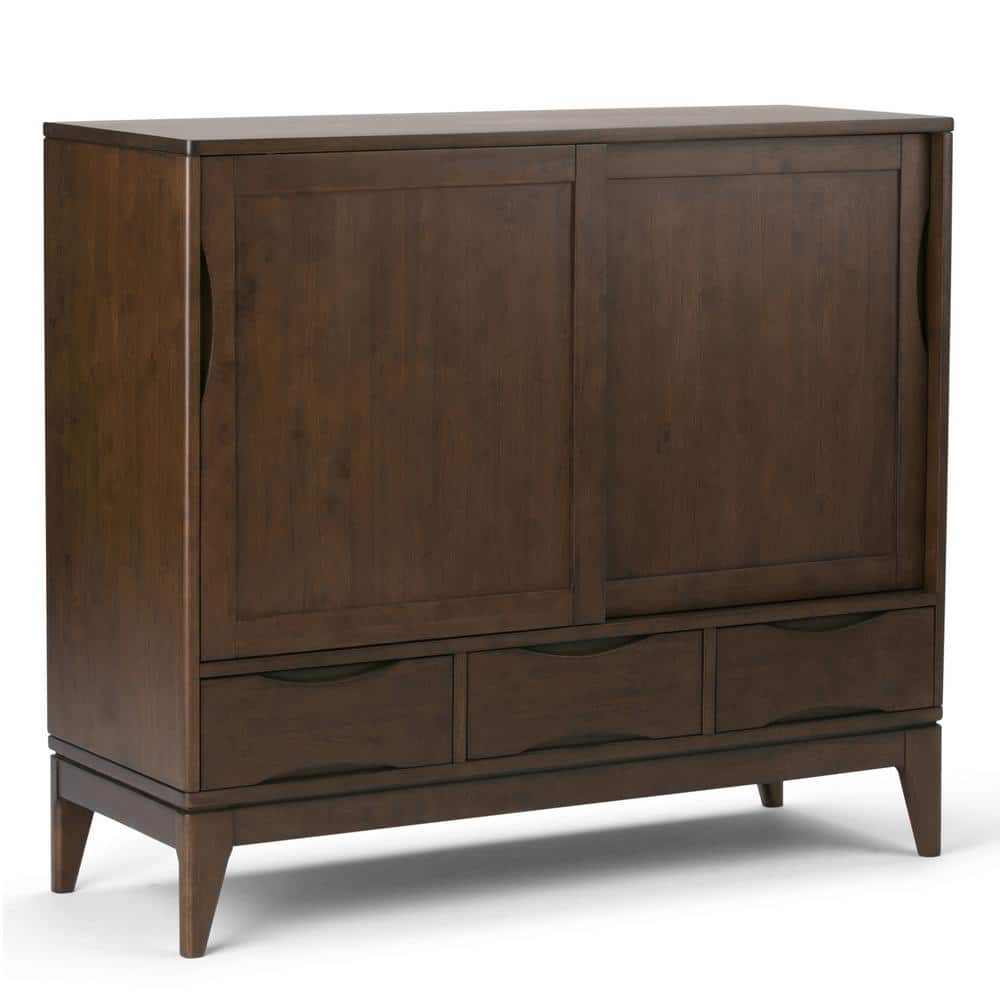Harper Mid-Century Modern Walnut Brown Solid Hardwood Office Cupboard