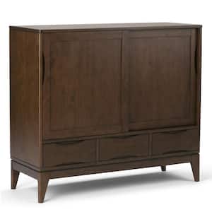 Harper Solid Hardwood 48 in. Wide Mid-Century Modern Medium Storage Cabinet in Walnut Brown