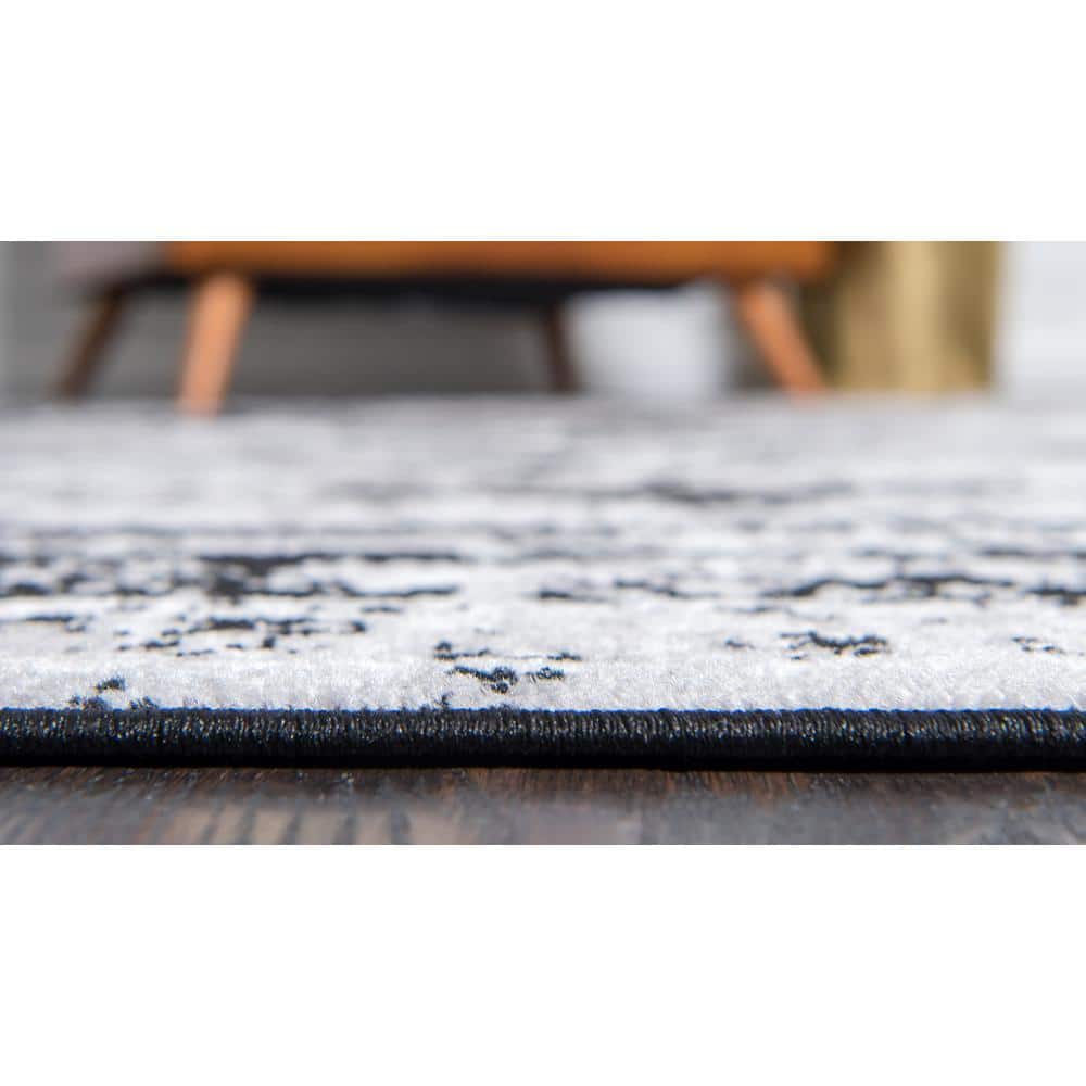 Reversible Easy-Care Synthetic Black Rectangular Rug