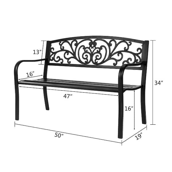 Karl home Leisure 50 in. Iron Outdoor Bench 795491024177