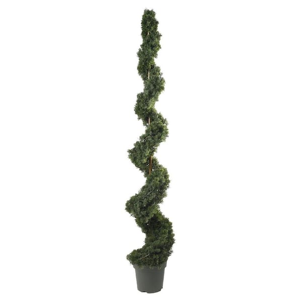 Nearly Natural 6 ft. Artificial Indoor/Outdoor Cedar Spiral Silk Tree