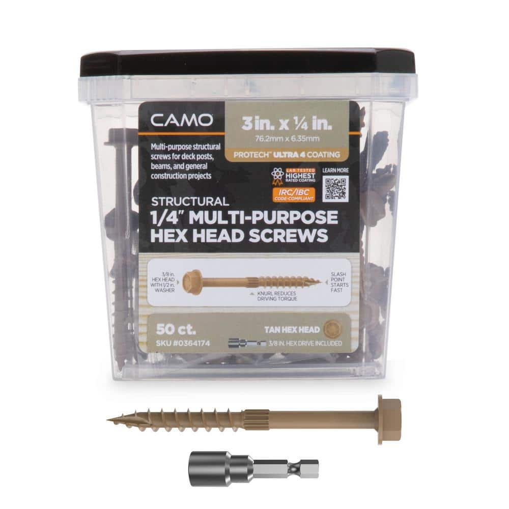 Camo In X In Hex Head Multi Purpose Hex Drive Structural Wood Screw Protech Ultra