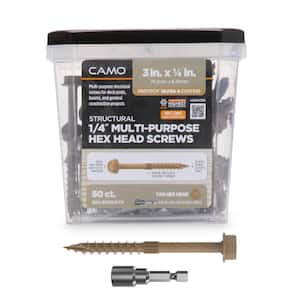 1/4 in. x 3 in. Hex Head Multi-Purpose Hex Drive Structural Wood Screw - PROTECH Ultra 4 Exterior Coated (50-Pack)