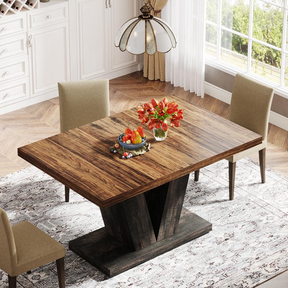 Rustic Black and Brown Reclaimed Wood Dining Table, 47-Inch