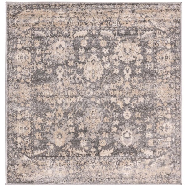 Unique Loom Portland Central Gray 4 ft. x 4 ft. Square Area Rug