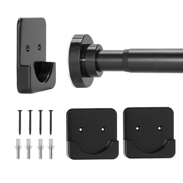 76 in. Stainless Steel Rust Resistant Shower Curtain Rod in Black, 1 in. Dia Tension Rod, No Drill Non-Slip Bathroom