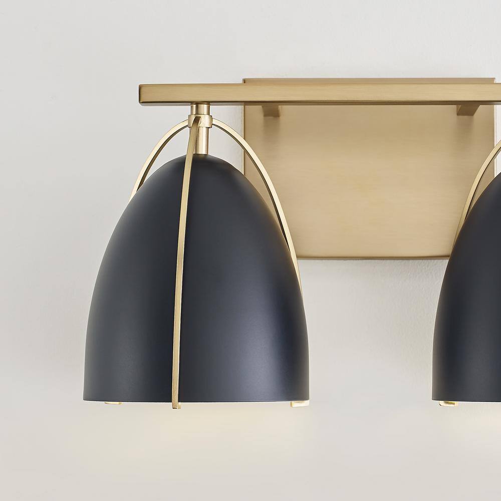 Norman Satin Brass Dual-Light Dimmable Vanity Wall Sconce
