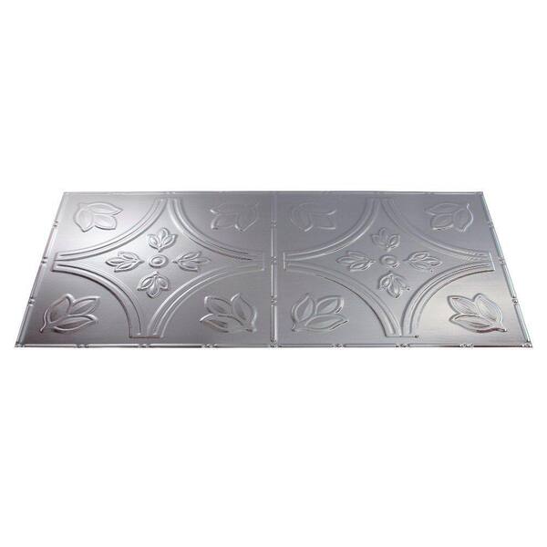 Fasade Traditional 5 2 ft. x 4 ft. Brushed Aluminum Lay-in Ceiling Tile