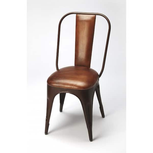 HomeRoots Bernadette Medium Brown Metal Side Chair