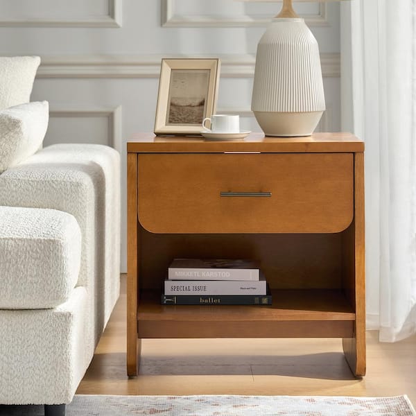 Selmo Acorn 24 in. W 2-Drawer Modern Nightstand with Built-In Outlets